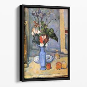 Still Life with Blue vase by Cezanne Floating Framed Canvas (Color: Black, size: 24" x 16" / 60cm x 40cm (approx))