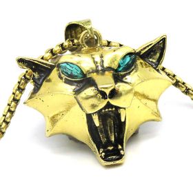 Silver Gold Green Rhinestone Wild Game Animal Chain Necklace (Option: Gold Cat-50cm)