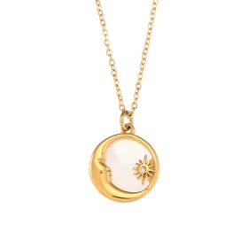 Popular Versatile Shell Moon Necklace (Option: Gold)