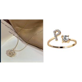 Retro Magnetic Folding Heart Shaped Four Leaf Clover Pendant Necklace Women Love Clavicle Chain Gifts Openable Choker Jewelry (Option: Goldset-P)