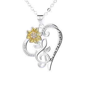 Pastoral Style Two-color Sunflower Pendant Trend Heart Clavicle Chain (Option: Pendant With Chain)