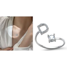 Retro Magnetic Folding Heart Shaped Four Leaf Clover Pendant Necklace Women Love Clavicle Chain Gifts Openable Choker Jewelry (Option: Silver Set-D)