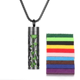 Aromatherapy Pendant Perfume Bottle Essential Oil Titanium Steel (Option: 23Black  10 cotton pads)